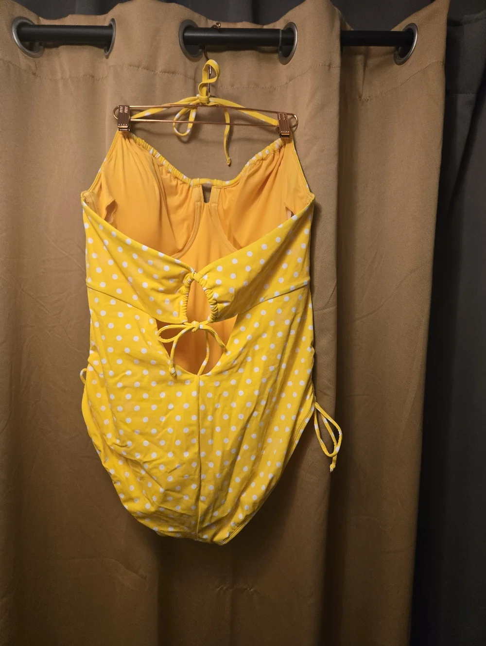 Ashley Graham Swimsuits for All Underwire Polka Dot Women's Yellow Size 20 NWT